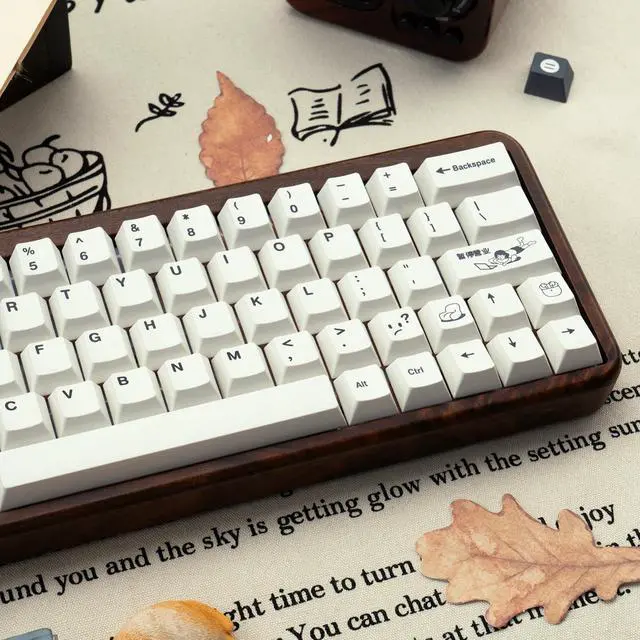 Alt view image 4 of 5 - TIMSEKER 130 Keys Cherry Profile PBT Keycap, Minimalist White Keyboard Cap Five Sided Dye Sublimation Keycap for ANSI Layout Mechanical Gaming Keyboard