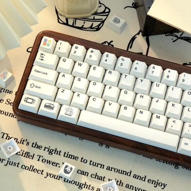 Alt view image 3 of 5 - TIMSEKER 130 Keys Cherry Profile PBT Keycap, Minimalist White Keyboard Cap Five Sided Dye Sublimation Keycap for ANSI Layout Mechanical Gaming Keyboard