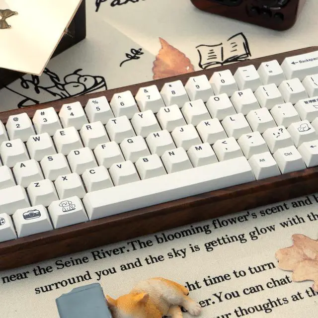Alt view image 5 of 5 - TIMSEKER 130 Keys Cherry Profile PBT Keycap, Minimalist White Keyboard Cap Five Sided Dye Sublimation Keycap for ANSI Layout Mechanical Gaming Keyboard