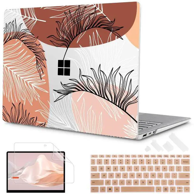 Main image of Tuiklol Case for 13.5'' Microsoft Surface Laptop 5/4/3 Alcantara Palm Rest 2022-2018 Model 1959 1958 1867 Hard Shell Cover,Keyboard Cover+Screen Protector+Dust Plugs, Leaves