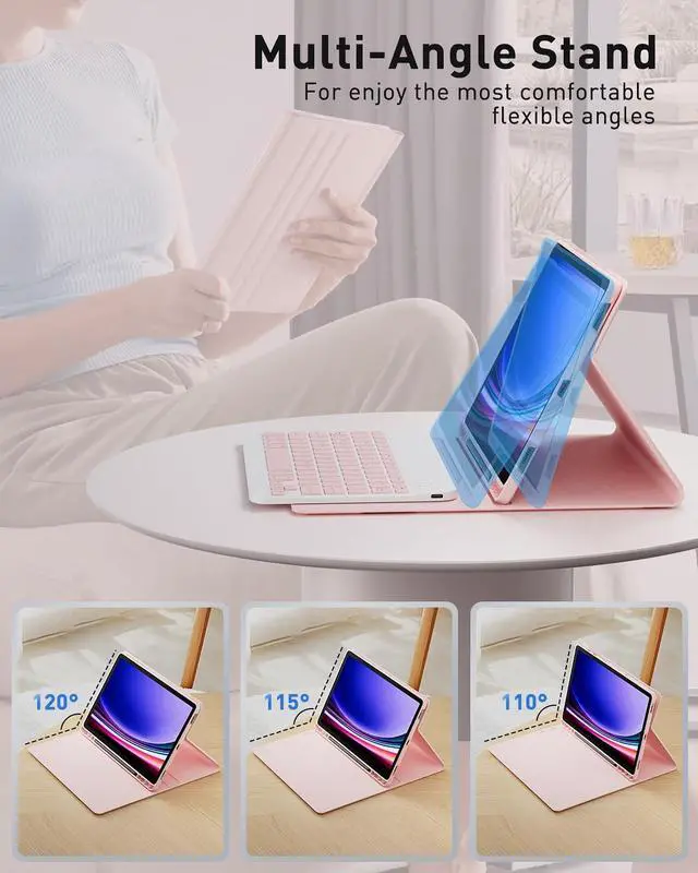 Alt view image 4 of 5 - TUNKARMOR for iPad Pro 11 inch M4 Case with Keyboard 2024 5th Generation Keyboard Case Built-in Pencil Holder with Mouse - Pink