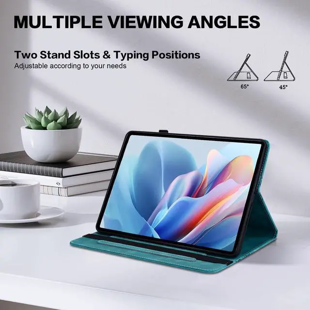 Alt view image 4 of 5 - TUOLISG Case for All-New  Kindle Fire HD 8 & 8 Plus Tablet(12th Generation/10th Generation, 2024/2022/2020 Release) 8", Embossed PU Leather Stand Case with with Pen Holder & Card Slots-Green