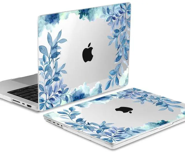 Alt view image 5 of 5 - TWOLSKOO Compatible with M4 MacBook Pro 14 inch Case 2024-2021 Release Chip Models M4 M3 M2 M1 Pro Max, Plastic Hard Shell & Keyboard Cover & Trackpad Film & Screen Protector, Blue Floral