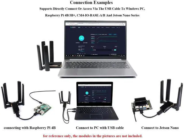 Alt view image 2 of 5 - 5G DONGLE Module Quad Antennas M.2(NGFF) Key B Interface, Compatible with 3042/3052, USB 3.1 Type A Port for Raspberry Pi/PC/Jetson Nano to Enable 5G Network wtih Aluminum Alloy Heatsink