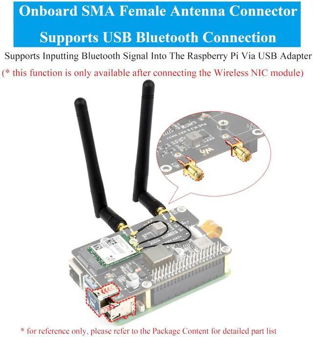 Alt view image 5 of 5 - PCIe to M.2 E Key Adapter with PoE Function Compatible with Raspberry Pi 5, Support Various NGFF (M.2 E Key) Wireless NIC & PoE Power Supply& USB Bluetooth Connection, HAT+ Standard