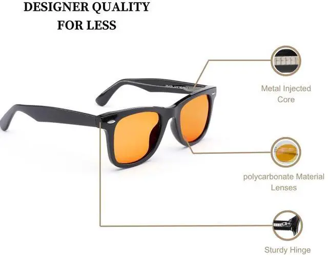 Alt view image 4 of 5 - UrbanLens Blue Light Blocking Reading Glasses Amber Blue Blocker Lens - For Better Sleep, Reduce Eye Strain 99% Blue Light Blocking (Black, 3.0, x)