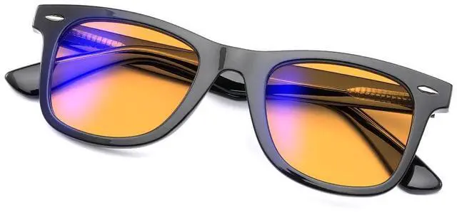 Main image of UrbanLens Blue Light Blocking Reading Glasses Amber Blue Blocker Lens - For Better Sleep, Reduce Eye Strain 99% Blue Light Blocking (Black, 3.0, x)