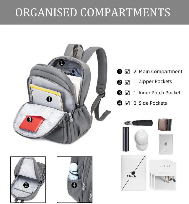 Alt view image 4 of 5 - Hiking Waterproof 13" Laptop Backpack Purse for Women and Men,Travel Backpack