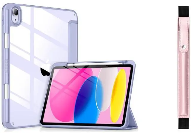 Main image of VIKESI for iPad 10th Generation Case 2022- Blue Purple Bundle with Apple Pencil Case-Rose Gold