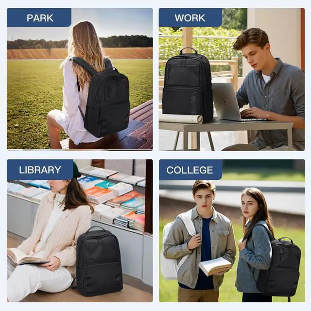 Alt view image 3 of 5 - VNINE Laptop Backpack for Men Women 15.6 Inch Work Travel Backpacks Casual College Bookbag Waterproof Business Computer Backpack for Nurse Teacher School Backpack Black