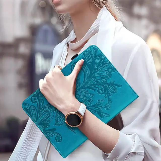 Alt view image 4 of 5 - VODEFOX Case for 7" Kindle Paperwhite 12th Generation 2024 and Kindle Colorsoft Signature Edition 2024, Floral PU Leather Cover with Auto Wake/Sleep for Kindle Paperwhite 2024 - Blue