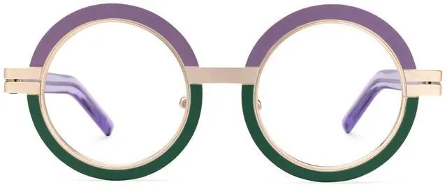 Alt view image 2 of 4 - VOOGLAM Fashion Round Blue Light Blocking Glasses for Women, Round Metal Eyewear Party Accessory Purple-5777