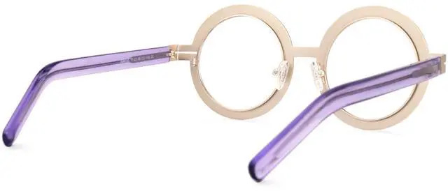 Alt view image 3 of 4 - VOOGLAM Fashion Round Blue Light Blocking Glasses for Women, Round Metal Eyewear Party Accessory Purple-5777