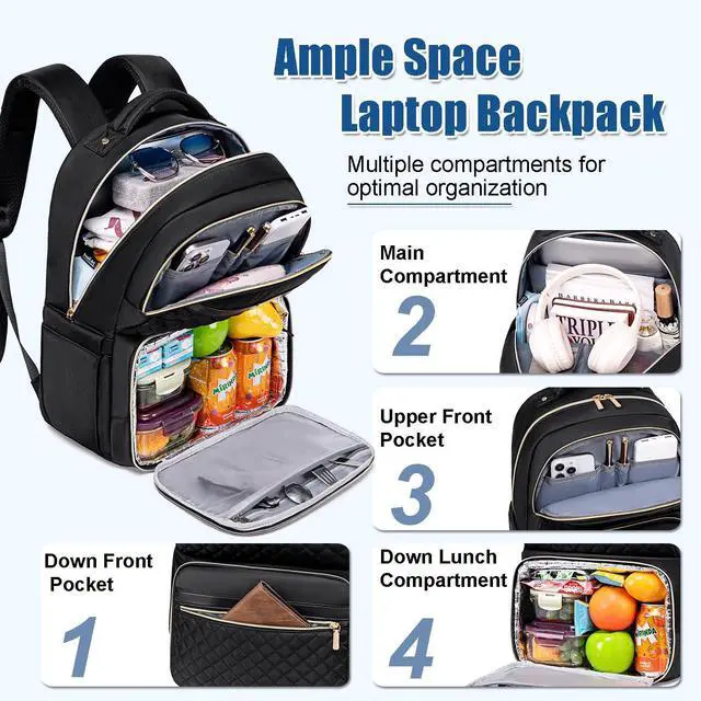 Alt view image 2 of 5 - Weitars Lunch Backpack, Insulated Cooler Backpack 15.6 Inch Laptop Backpack For Women Men For Women Nurses Teacher Gifts for College Work Beach Camping Picnics Travel