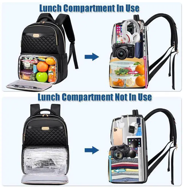 Alt view image 4 of 5 - Weitars Lunch Backpack, Insulated Cooler Backpack 15.6 Inch Laptop Backpack For Women Men For Women Nurses Teacher Gifts for College Work Beach Camping Picnics Travel