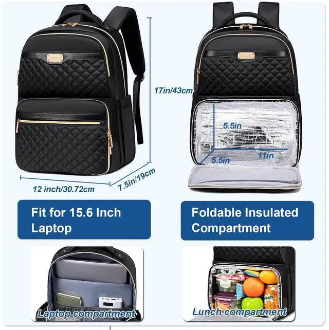 Alt view image 5 of 5 - Weitars Lunch Backpack, Insulated Cooler Backpack 15.6 Inch Laptop Backpack For Women Men For Women Nurses Teacher Gifts for College Work Beach Camping Picnics Travel