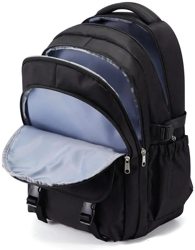 Main image of Black Waterproof Aesthetic Backpack For School, Cute High School Bookbag For Teen Girls Boys, Lightweight Casual Daypack Backpack For Women Men, College Backpack With Lots Of Pockets