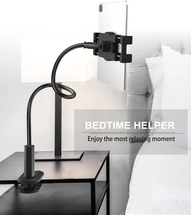 Alt view image 4 of 5 - woleyi Gooseneck Tablet Holder for Bed, Flexible Long Arm Tablet Mount for Desk, Clip Bracket Clamp Stand fit for iPad Pro 10.5 Air Mini, Switch, Galaxy Tabs, Tablets, Cell Phones and 4.7-11" Devices
