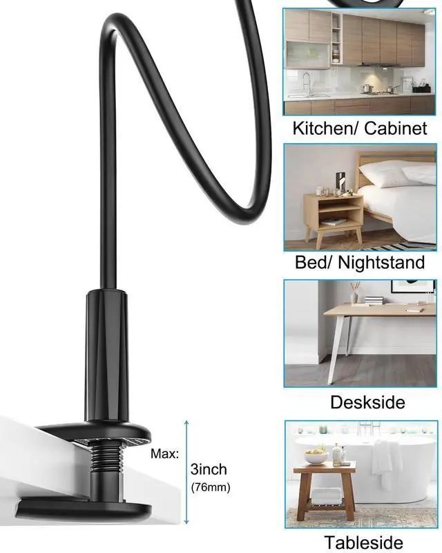 Alt view image 5 of 5 - woleyi Gooseneck Tablet Holder for Bed, Flexible Long Arm Tablet Mount for Desk, Clip Bracket Clamp Stand fit for iPad Pro 10.5 Air Mini, Switch, Galaxy Tabs, Tablets, Cell Phones and 4.7-11" Devices