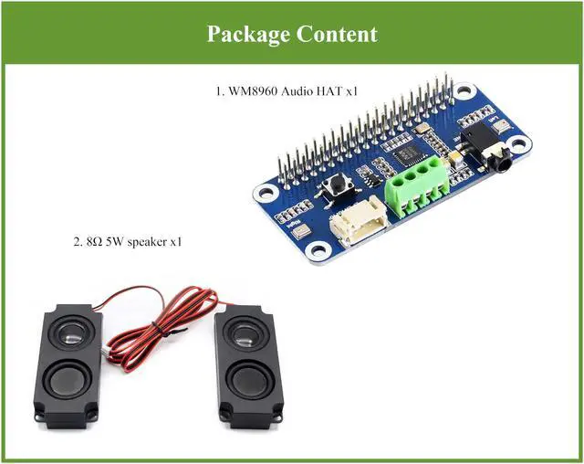 Alt view image 2 of 5 - WM8960 Hi-Fi Sound Card HAT for Raspberry Pi 5/Pi 4B/3B+/Pi3B/Pi Zero 2W/ Zero W/Zero WH, Support Stereo Encode/Decode, Play/Record, Directly Drives Speakers to Play Music