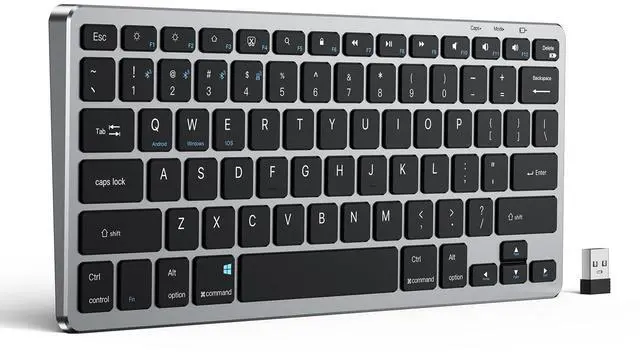 Main image of XIWMIX Multi-Device Bluetooth & 2.4G Wireless Keyboard,Switch up to 4 Devices,Dual-Mode Portable Universal Rechargeable Keyboard for iPad/Tablets/iPhone/Laptop/PC and More iOS Android Windows