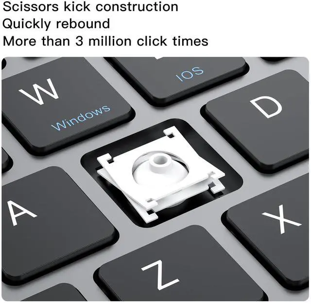 Alt view image 4 of 5 - XIWMIX Multi-Device Bluetooth & 2.4G Wireless Keyboard,Switch up to 4 Devices,Dual-Mode Portable Universal Rechargeable Keyboard for iPad/Tablets/iPhone/Laptop/PC and More iOS Android Windows