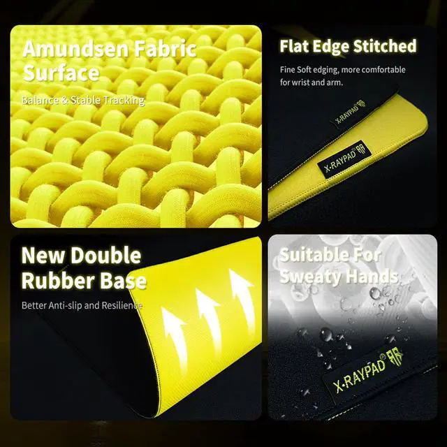 Alt view image 3 of 5 - X-Raypad Aqua Control Plus Yellowbee & Blackbee AC+ V2 Gaming Mousepad, Consistent X and Y Glide, Designed for Fps Players with Low DPI Requirements (AC+ v2 Yelllowbee, 360 * 300 * 4mm)