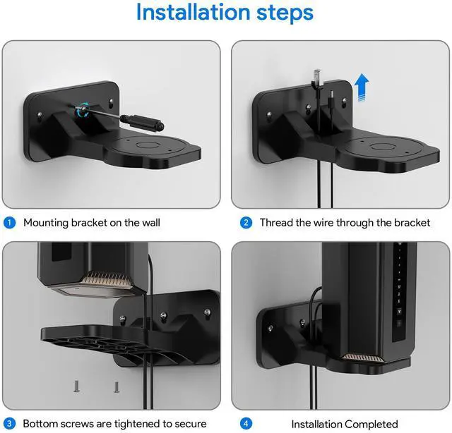 Alt view image 5 of 5 - XLTTYWL Orbi WiFi 7 Wall Mount Kit, Orbit 7 Mount Bracket Optimize Space Compatible with Orbi Wi-Fi 7 Mesh Systems & All Net Gear Nighthawk Wi Fi 7 Routers(RBEWMB-10000S) (Black, 2 Pack)