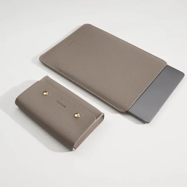 Alt view image 3 of 5 - Yesmornsis PU Leather Padded Laptop Sleeve 16Inch Compatible with MacBook Pro 16, 15Inch Laptop Bag Compatible with MacBook Pro 15 with Charger Pouch Color Camel