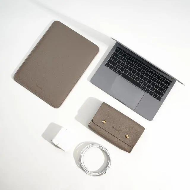 Alt view image 2 of 5 - Yesmornsis PU Leather Padded Laptop Sleeve 16Inch Compatible with MacBook Pro 16, 15Inch Laptop Bag Compatible with MacBook Pro 15 with Charger Pouch Color Camel
