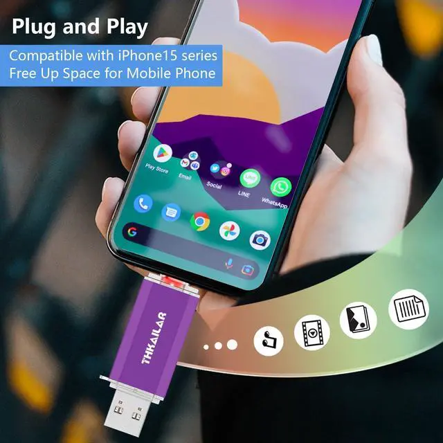 Alt view image 3 of 5 - THKAILAR 128GB USB C Flash Drive 2 Pack,2-in-1 Dual Type-A&Type-C Thumb Drive USB 3.0 Memory Stick,High-Speed Flash Drive USB C for iPhone 15/16,Android,Mac,PC,PS4,Plug&Play,Durable&Compact Design