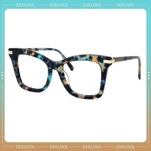 Alt view image 2 of 5 - Zeelool Fashion Oversized Square Blue Light Blocking Glasses Anti UV Computer Glasses for Women ZJGX511972-01B Blue/Flower