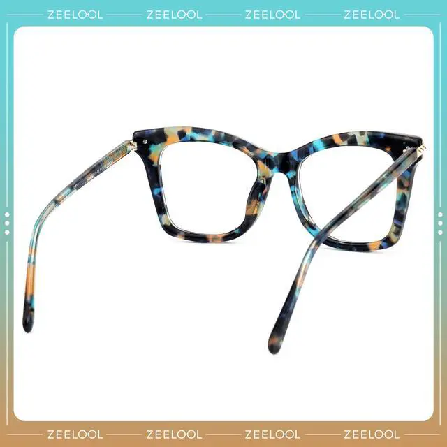 Alt view image 3 of 5 - Zeelool Fashion Oversized Square Blue Light Blocking Glasses Anti UV Computer Glasses for Women ZJGX511972-01B Blue/Flower
