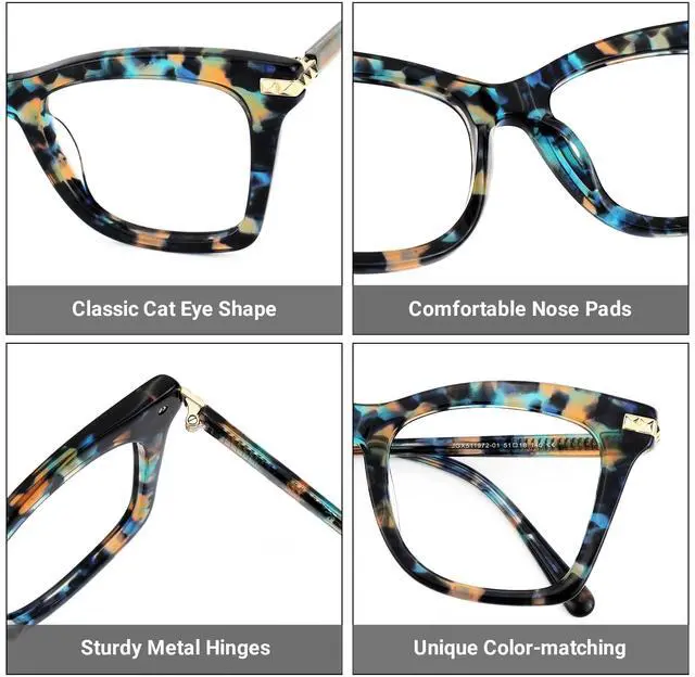 Alt view image 5 of 5 - Zeelool Fashion Oversized Square Blue Light Blocking Glasses Anti UV Computer Glasses for Women ZJGX511972-01B Blue/Flower