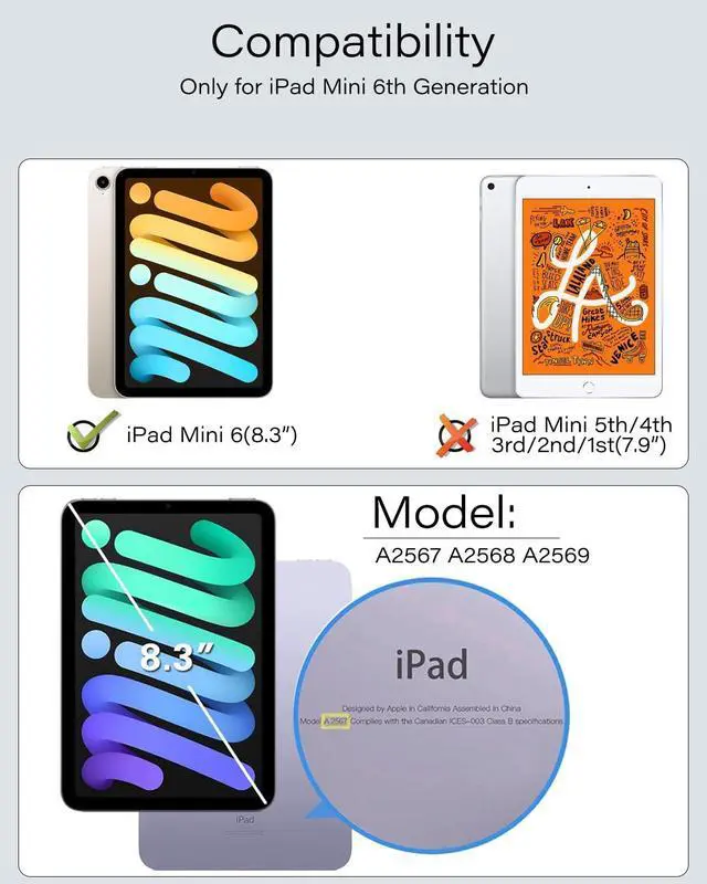 Alt view image 2 of 5 - ZENLU iPad Mini 6th 7th Generation Case Removable Magnetic Folio Cover, Premium PU Leather, Multiple Angles Stand, Pencil Slot Charging Support, Full Protective Case for 8.3 inch iPad Mini 6 7 (White)