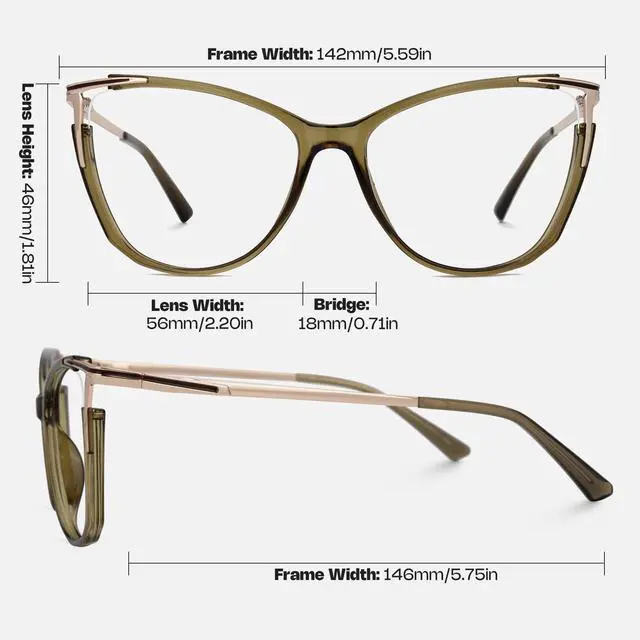 Alt view image 5 of 5 - Zeelool Blue Light Blocking Glasses, Cat Eye Glasses Frame for Women Eyeglasses with Non-prescription Clear Lenses ZJGX368841-14B