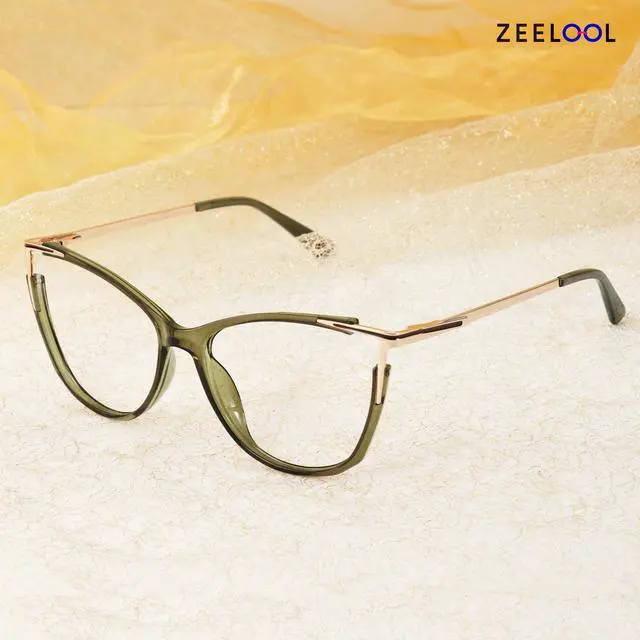 Alt view image 3 of 5 - Zeelool Blue Light Blocking Glasses, Cat Eye Glasses Frame for Women Eyeglasses with Non-prescription Clear Lenses ZJGX368841-14B