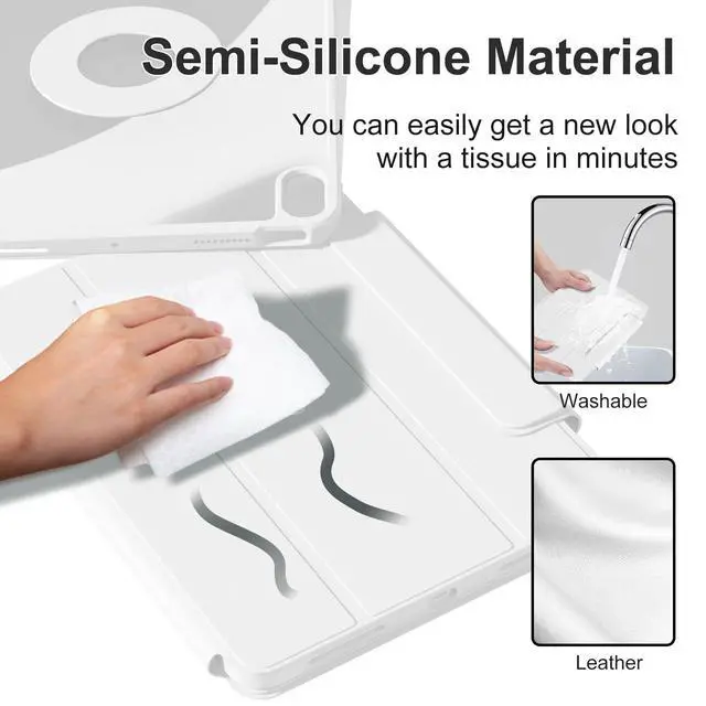 Alt view image 4 of 5 - ZENLU iPad Mini 6th 7th Generation Case Removable Magnetic Folio Cover, Premium PU Leather, Multiple Angles Stand, Pencil Slot Charging Support, Full Protective Case for 8.3 inch iPad Mini 6 7 (White)