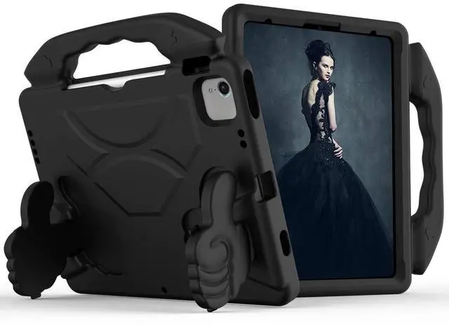 Main image of SaharaCase Shock KidProof Case for Apple iPad Air 10.9" (4th Generation 2020 and 5th Generation 2022) [Shockproof Bumper] Rugged Protection Antislip Grip Handle Kickstand (Black)