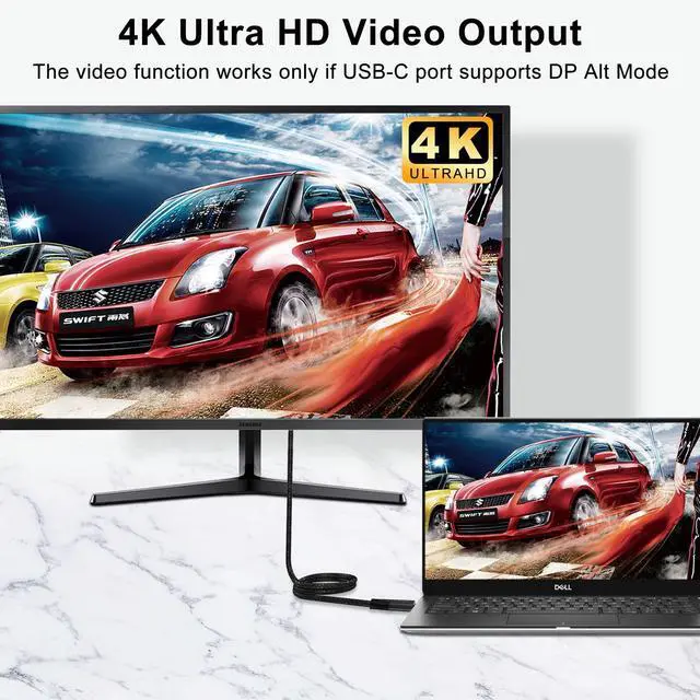 Alt view image 3 of 5 - Twozoh USB C to USB C 3.2 Gen 2 Cable 20Gbps Data Transfer 100W PD Fast Charging 4K Video Output Monitor Cord (15FT, Black)