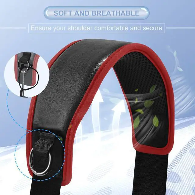 Alt view image 3 of 5 - ZINZ Bag Shoulder Strap 78 inch with Ultra Cushion Breathable Pad, Durable Strap with Double Adjustable Buckles and Metal Hooks for D-ring Bags,Black Red