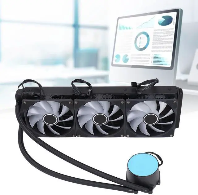 Alt view image 2 of 5 - AIO ARGB CPU Liquid Cooler, 3X 120mm Addressable RGB PWM Fans Pump, 360mm Radiator AIO Water Cooler, Triple 120mm 3 pin PWM Addressable RGB Radiator Fans for Gaming Console