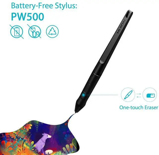 Alt view image 2 of 5 - HUION PW500 Battery-Free Stylus for Huion KAMVAS GT-191V2(500K) / KAMVAS PRO 20/PRO 22 and Inspiroy Q11KV2 / WH1409V2 Graphics Tablet