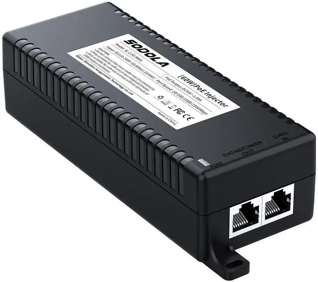 Main image of SODOLA 2.5G PoE+ Injector 60W,IEEE802.3at/af/bt Compliant,,Supplies PoE(15.4W) or PoE+(30W), PoE++(60w) Power Over Ethernet Distances Up to 328ft, Wall-Mount Supported 2.5Gb Injector Adapter