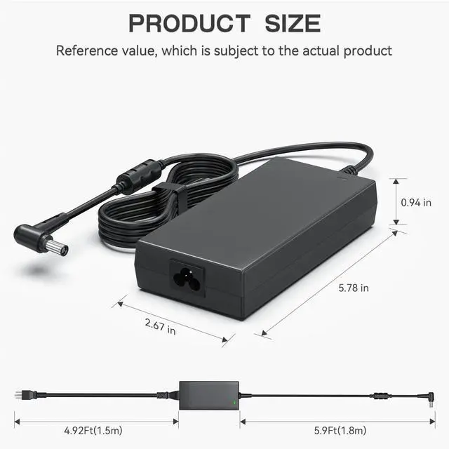 Alt view image 5 of 5 - Govvep 180W Laptop Charger Compatible with Asus ROG Zephyrus G14 G15 GA401 GA401I GA401II GA502DU GA502D GA502IU FX705GE GL703GM ADP-180TB H Gaming Laptop