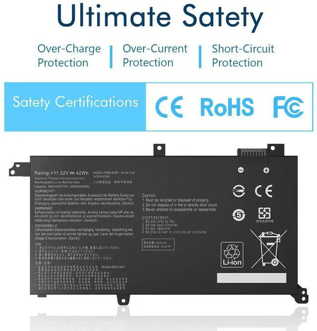 Alt view image 2 of 5 - BRTONG B31N1732 Laptop Battery Compatible with Asus VivoBook S14 X430UF X430UN S430FN S430UA S430UF S430FA S14 K430UF K430FN R430FN R430FA B31Bi9H S4300UF V430FNV430UF F571GD FX571GT