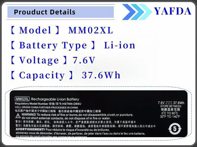 Alt view image 3 of 5 - Yafda MM02XL Battery Replacement for HP Pavilion 13-AN0000TU 13-AN0001TU 13-AN0004TU 13-AN0010NR 13-AN0012TU Series HSTNN-DB8U HSTNN-IB8Q L27868-1C1 L27868-2D1 L28076-005