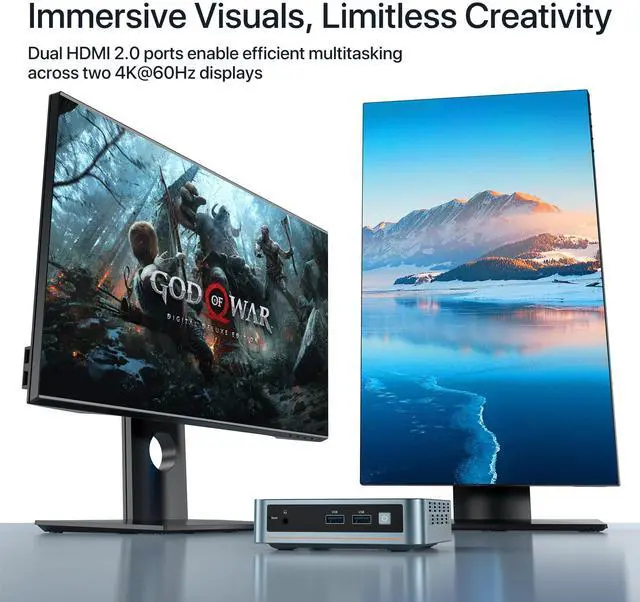 Alt view image 5 of 5 - PELADN WI-4 Mini PC,11th Gen N5095(up to 2.9GHz) 16GB DDR4, 512GB SSD, Small Desktop PC with 4K HD, BT4.2, Dual HDMI Ports, 2.4G/5G WiFi, and Gigabit Ethernet Support