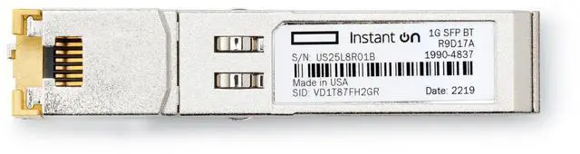 Alt view image 3 of 4 - HPE Networking Instant On 1G SFP RJ45 Transceiver for Copper Ethernet Category 5e Connections Up to 100 Meters (R9D17A)