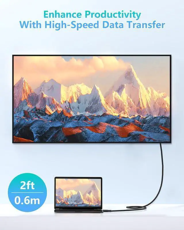 Alt view image 5 of 5 - Foboiu USB C Thunderbolt 4 Cable 2ft (0.6 Meter) 2 Pack, Supports 8K Display/40Gbps Data Transfer/240W Charging,Compatible with USB4, Thunderbolt 3 Cable and USB-C Black
